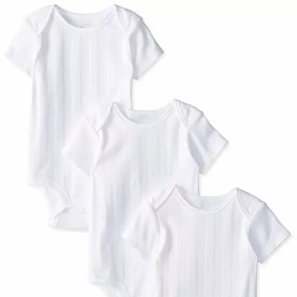 SET 3 SHORT-SLEEVE BODYSUITS DISNEY NWT WHITE 3-6M 6-9M